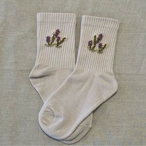 Toddler embroidery flower sock size S/M 9-13